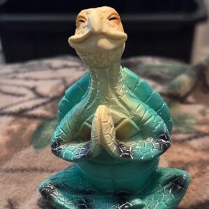 Sea Turtle Figurine Meditating Frog